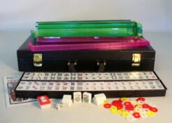 Mah Jongg American W/Pusher Racks In Black Case