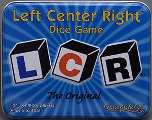 LCR Dice Game Left Center Right Metal Tin 3 LCR Dice Game Left Center Right Metal Tin
