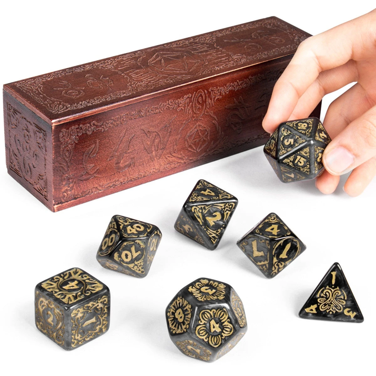 Wiz Dice Titan Dice Nyx Smoke W/Gold 3 Wiz Dice Titan Dice Nyx Smoke W/Gold
